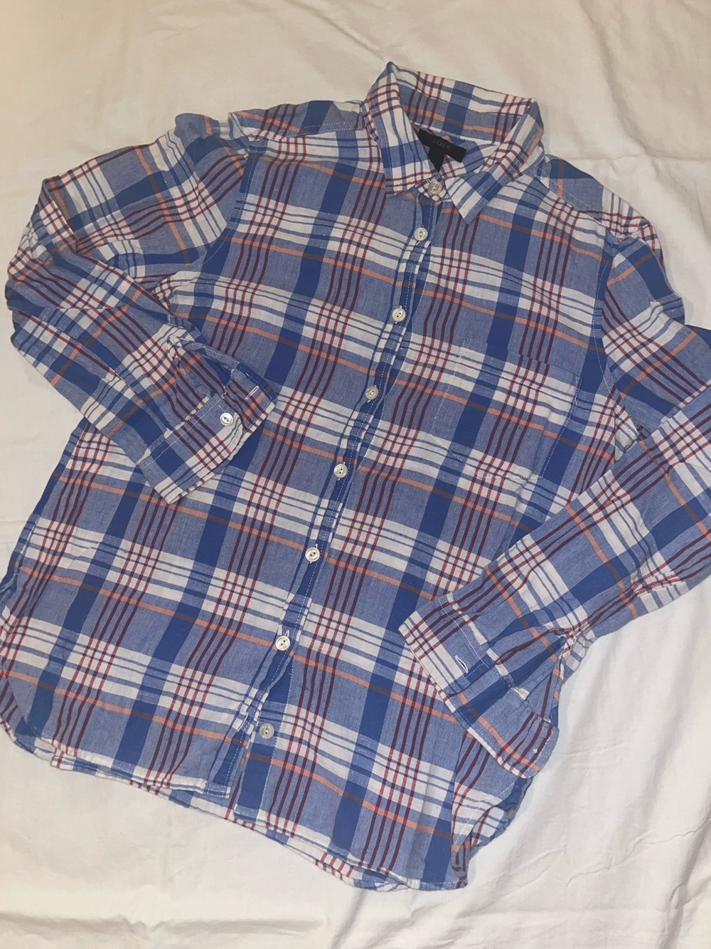 J. Crew Blue, White & Red Plaid Button-Down Shirt